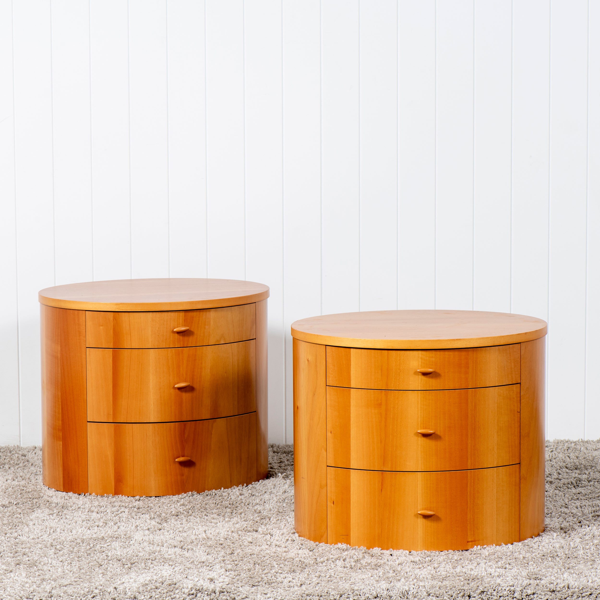 Set of 2 vintage oval bedside drawers vogue vintage